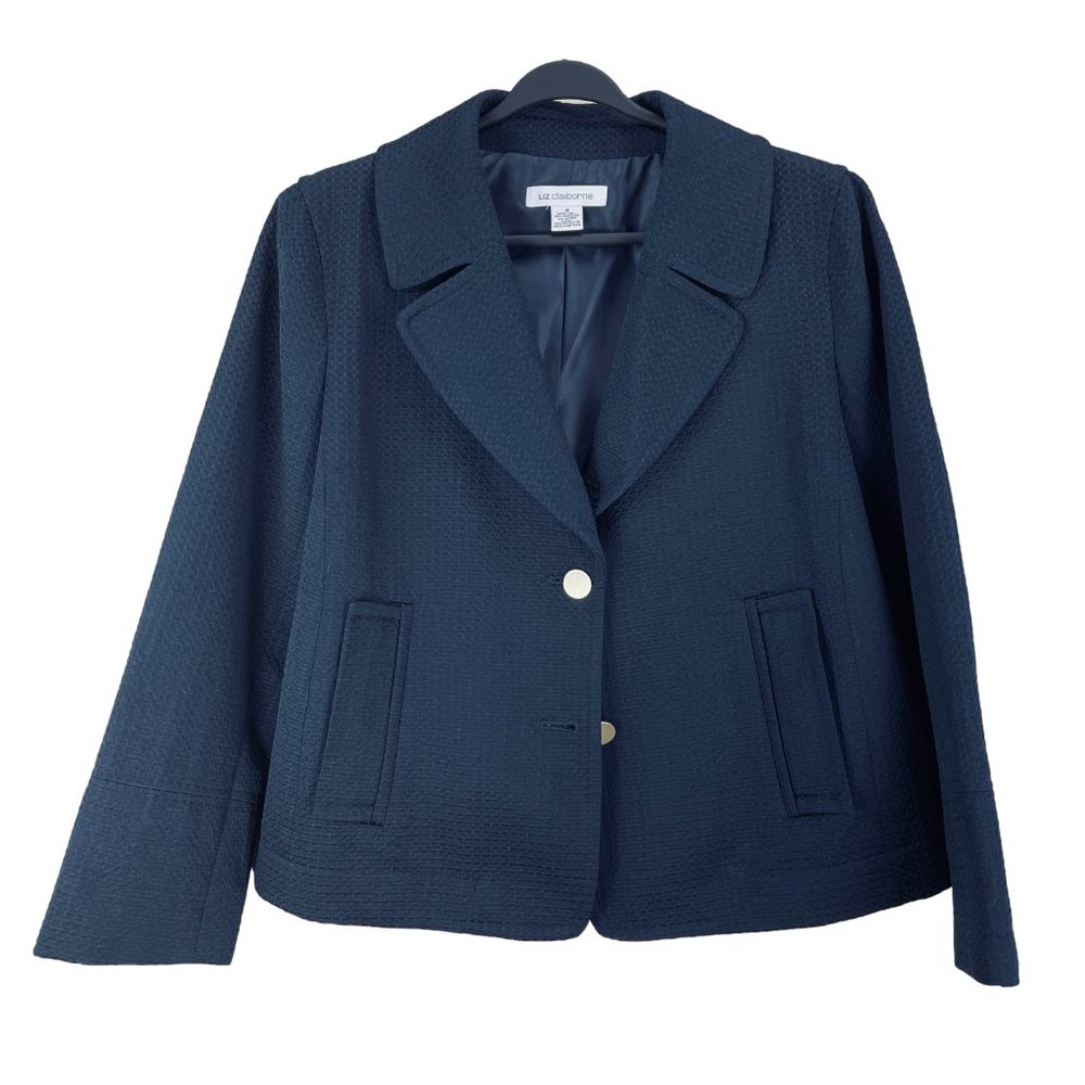 LIZ CLAIBORNE black swing jacket with flattering back pleat - SZ M